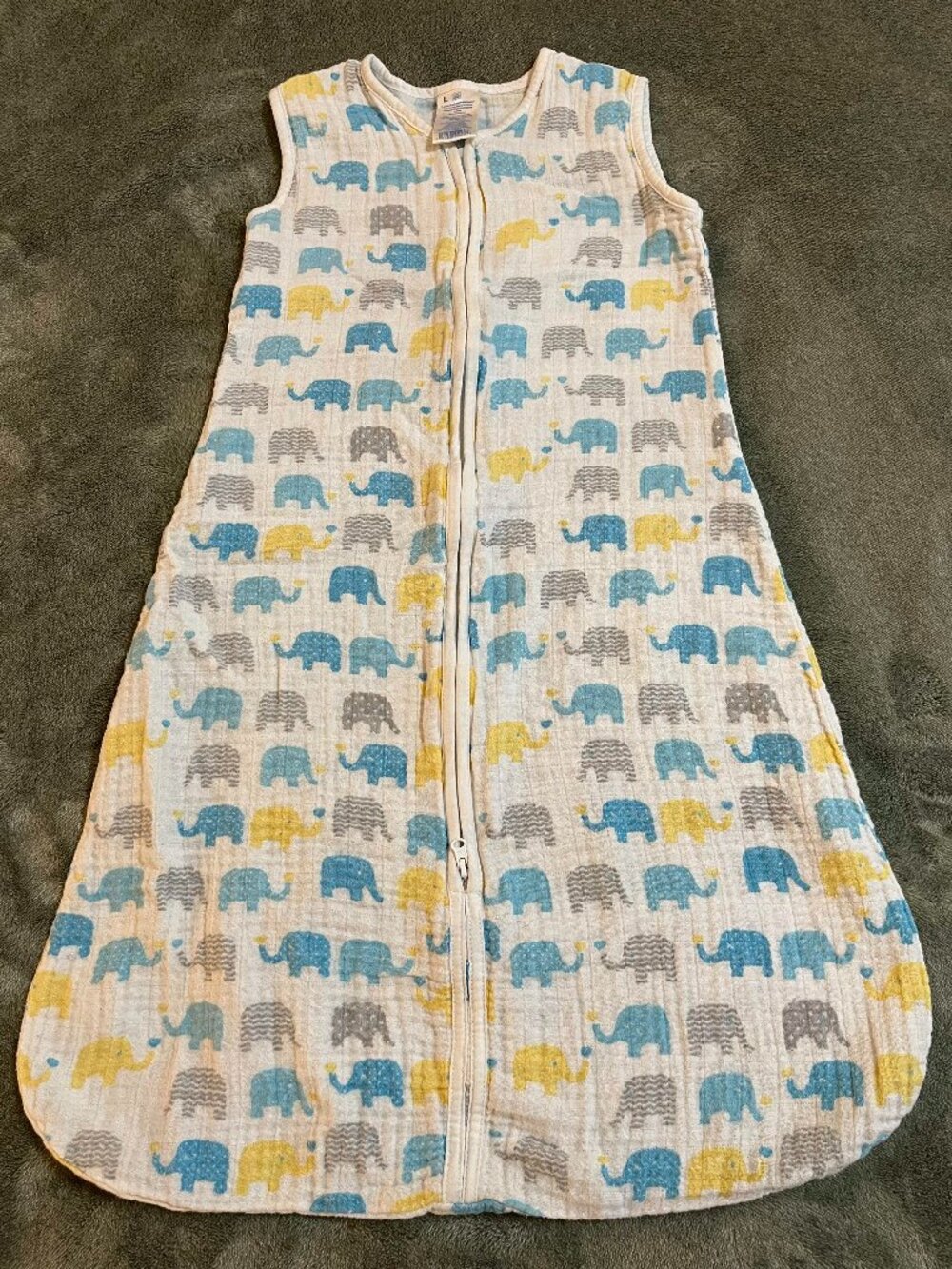 Little Journeys Organic Muslin Wearable Blanket Sleep Sack Elephants Large 12–18